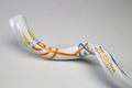 Hand Painted Yemenite Shofar with 7 Branch Menorah on White
