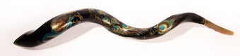 Collectors Hand Painted Yemenite Shofar - Peacock