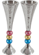 Yair Emanuel Hammered Aluminum Stem Candlestick - Colored Beads