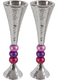 Yair Emanuel Hammered Aluminum Stem Candlestick - Colored Beads