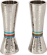 Yair Emanuel Hammered Nickel Cone Candlesticks - Colored Rings