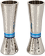Yair Emanuel Hammered Nickel Cone Candlesticks - Colored Rings