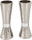 Yair Emanuel Hammered Nickel Cone Candlesticks - Colored Rings