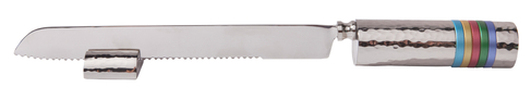Yair Emanuel Anodized Aluminum Challah Knife & Stand - Decorative Handle