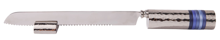 Yair Emanuel Anodized Aluminum Challah Knife & Stand - Decorative Handle