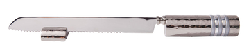 Yair Emanuel Anodized Aluminum Challah Knife & Stand - Decorative Handle