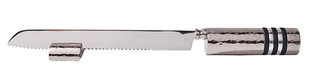 Yair Emanuel Anodized Aluminum Challah Knife & Stand - Decorative Handle