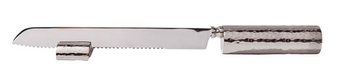 Yair Emanuel Anodized Aluminum Challah Knife & Stand - Decorative Handle