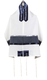 Ronit Gur Tallit Set with Silver Diamond Pattern on Blue Stripes