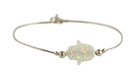 White Opal Hamsa Silver Bracelet