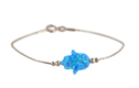 Light Blue Opal Hamsa Silver Bracelet
