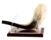 Acrylic Shofar Stand on Wood Base for Ram's Horn Shofar