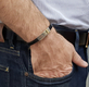 Golan Leather Men Bracelet with Sterling Silver Hebrew Shema Yisrael Prayer