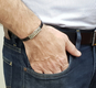 Studio Golan Leather Men Bracelet with Sterling Silver Hebrew Ani Ledodi Prayer