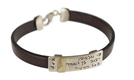 Golan Leather Men Bracelet with Sterling Silver Hebrew Travelers Prayer
