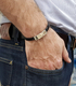 Golan Studio Men Leather Bracelet Silver Hebrew Shema Prayer & Gold Star of David