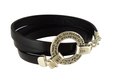 Golan Leather Triple-Wrap Men Bracelet Silver Hamsa & Hebrew Aaron Blessing