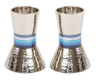 Yair Emanuel Hammered Nickel Cone Candlesticks Small - Colored Stripes
