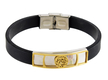 Black Rubber Wristband Bracelet with Two Tone Plaque - Shema Yisrael in Circle