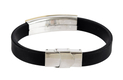 Black Rubber Wristband Bracelet with Two Tone Plaque - Shema Yisrael in Circle