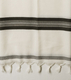 Talitnia White Wool Tallit Katan With Center Fringes - Black Stripes