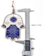 Hamsa Wall Decoration with English Home Blessing and Flowers - Blue and White