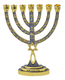 Messianic Seal Gold Tone Seven Branch Menorah Grafted Star of David - Gray