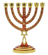 Messianic Seal Gold Tone Seven Branch Menorah Grafted Star of David - Red