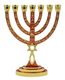 Messianic Seal Gold Tone Seven Branch Menorah Grafted Star of David - Red
