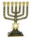 7 Branch Menorah Jerusalem & Judaic Images & Star of David, Dark Green - 9.5