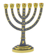 Seven Branch Menorah,Gold Judaic Motifs on Gray Enamel - 9.5