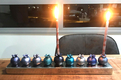 Yair Emanuel Pomegranate Hanukkah Menorah, Anodized Aluminum - Blue