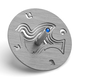 Adi Sidler Brushed Aluminum Chanukah Dreidel, Dove of Peace - Gray