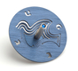 Adi Sidler Brushed Aluminum Chanukah Dreidel, Dove of Peace - Blue