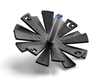 Adi Sidler Brushed Aluminum Chanukah Dreidel, Flying Petals Design - Black