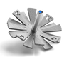 Adi Sidler Brushed Aluminum Chanukah Dreidel, Flying Petals Design - Silver