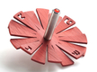 Adi Sidler Brushed Aluminum Chanukah Dreidel, Flying Petals Design - Red