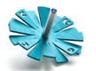 Adi Sidler Brushed Aluminum Chanukah Dreidel, Flying Petals Design - Turquoise