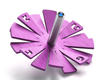Adi Sidler Brushed Aluminum Chanukah Dreidel, Flying Petals Design - Purple