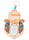 Wood Hamsa for Wall with Hebrew Home Blessing & Semi-Precious Stones - Jerusalem