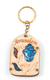 Wood Jerusalem Key Chain with Semi-Precious Stones - Leaf and Hamsa Design