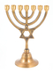 7-Branch Brass Menorah with Star of David on Stem, Gold with Antique Look � 7.5