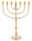Seven Branch Menorah, Gleaming Gold Brass with Bead Decoration - 15