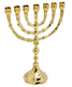 Seven Branch Menorah with Decorative Branches, Gleaming Gold Brass - 8