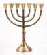 Seven Branch Menorah, Dark Gold Brass with Antique Look  Option 10