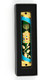 Rounded Mezuzah Case with Gleaming Breastplate and Menorah - Teal and Gold