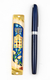 Rounded Mezuzah Case with Hoshen Breastplate and Menorah Design - Blue