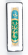Rounded Mezuzah Case with Gleaming Tree of Life, Gold and Green - 5.3 Inches