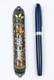 Rounded Mezuzah Case with Gleaming Tree of Life, Gold and Green - 5.5 Inches