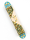 Rounded Mezuzah Case with Gleaming Jerusalem Images - Green, Blue and Cream